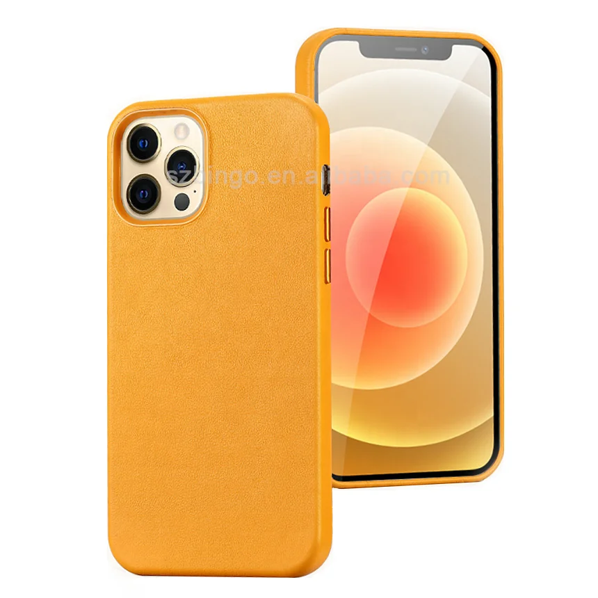 High Quality Genuine Leather Phone Case With Metal Buttons For iphone11 12 13PRO Max Real Leather Cell Business Phone Case cover