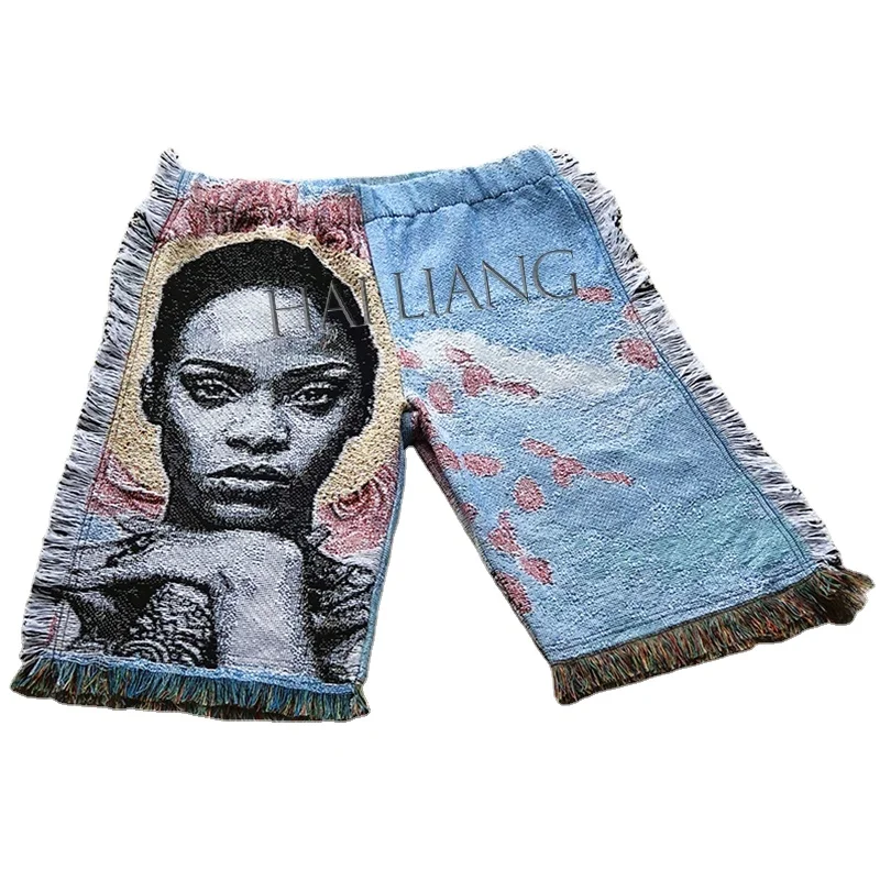 Manufacturer Sweat Tapestry Shorts Heavyweight Cotton Streetwear Woven Woolen Men Basketball Tapestry Shorts