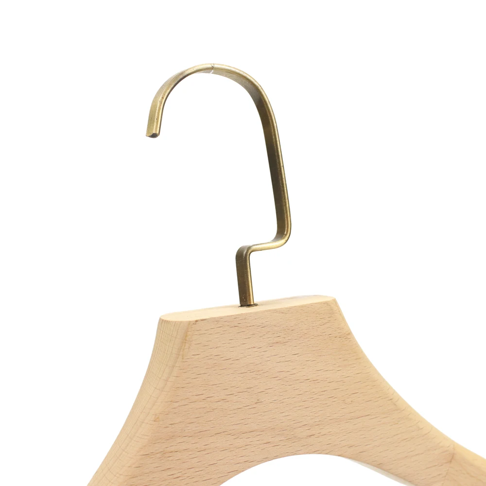 Factory Supply Top Grade Quality Luxury Wooden Coat Hangers With Velvet Bar And Copper Hook