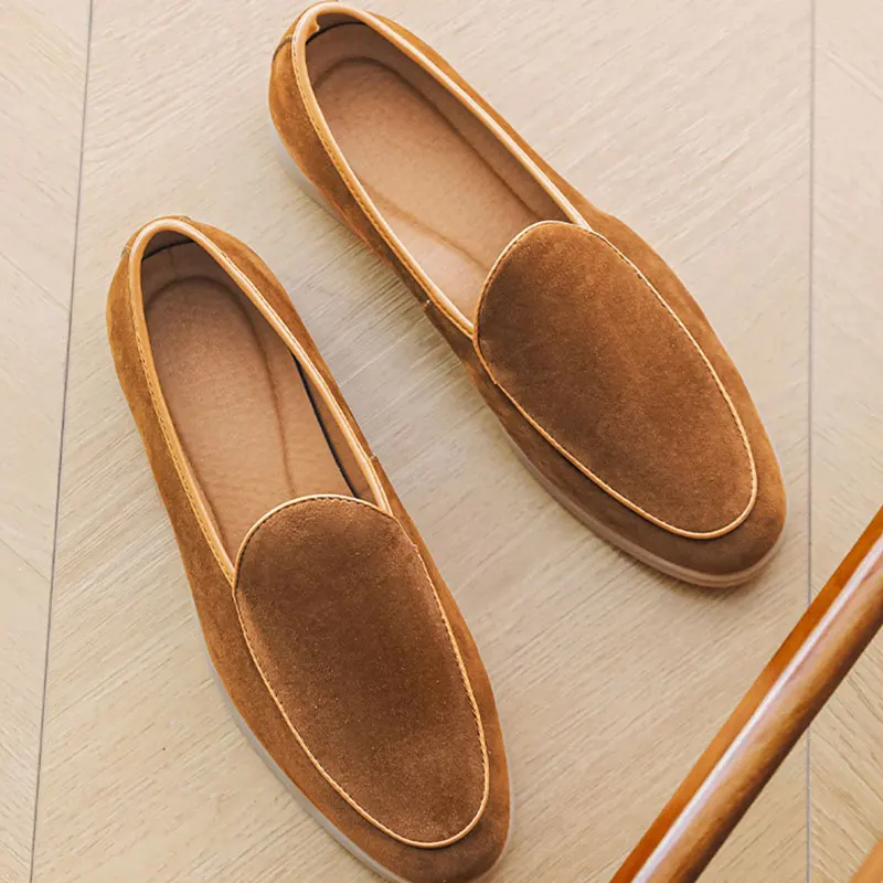 Xinzirain Custom New Casual Loafer Shoes Black Synthetic Leather Comfortable Slip On Anti Slippery Men Lazy Loafers