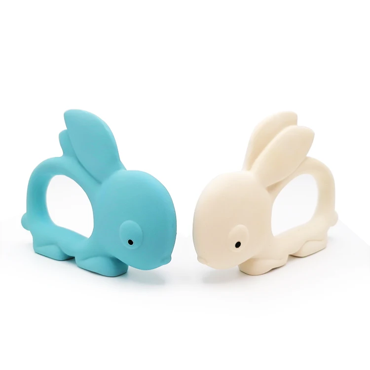 Natural Rubber Latex Bunny Teething Toys for Newborn Infants Toddlers Never Drop Baby Chew Toys for Sucking Needs