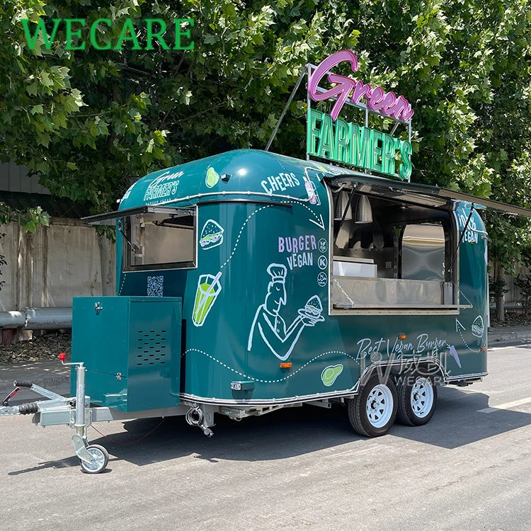WECARE Dessert Snack Foodtruck Trailer Street Mobile Coffee Juice Bar Crepe Ice Cream Bubble Tea Food Truck with Deep Freezer
