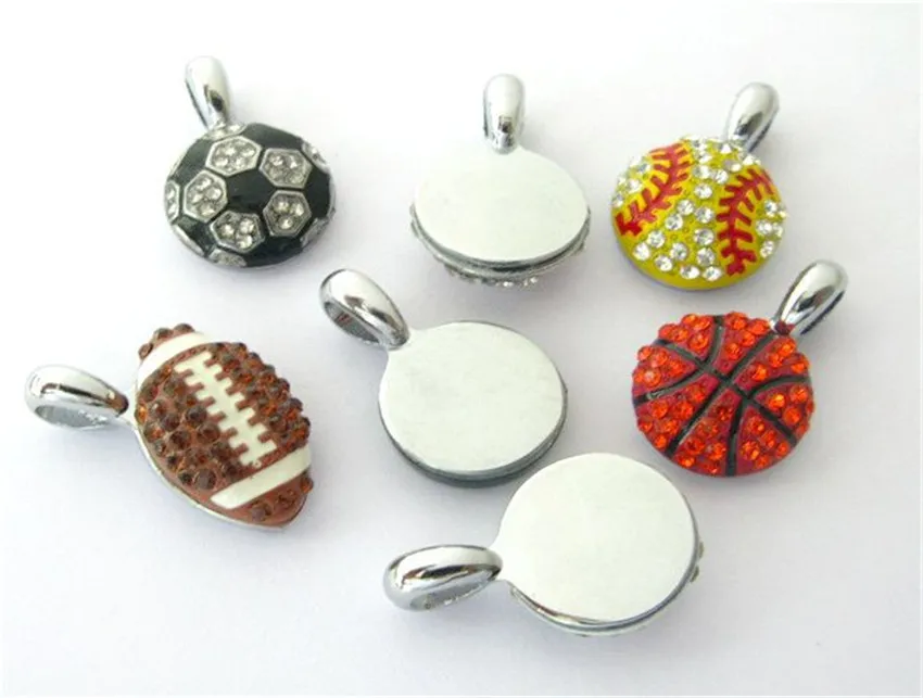 Fashion Alloy Rhinestone Baseball Football Jewelry Pendant Dangle Charms For women DIY Jewelry Pendant