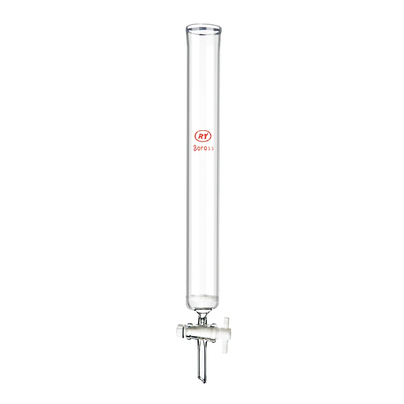 China Customized Lab Glassware Factory High Boro 3.3 Glass  PTFE stopcock thick walled Chromatography column