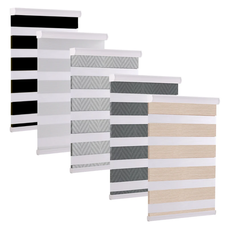 High quality zebra fabric motorized electric solar panel battery AOK motor operate zebra blinds roller shades for windows
