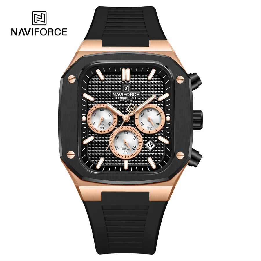 8037 часы NAVIFORCE прочные кварцевые с небольшим трехкратным светящимся квадратным корпусом оригинальные