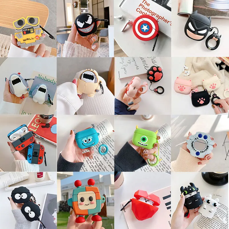 3D Robot silicone case for Airpods 1 2 3 gen Monsters protective cover for wireless earphones caherging box cases with Keychain