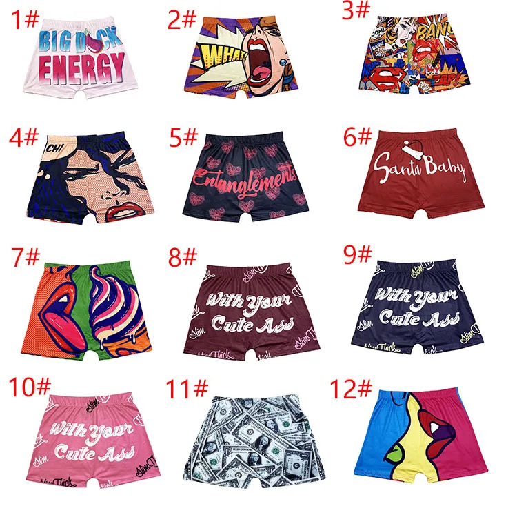 
New arrival letter printing bike shorts Butt Lift high waist stretch ladies plus size candy snack shorts women 