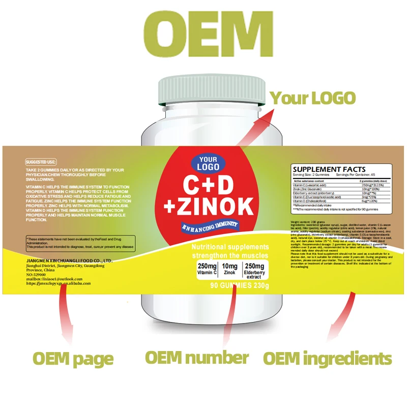 OEM Vitamins Gelatin Gummy Digestion Immune Enhance Promote Metabolism Probiotic Gummies