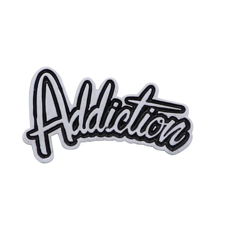 Black and white English letters Badge Custom black and white letter soft enamel tour factory lapel pins badge