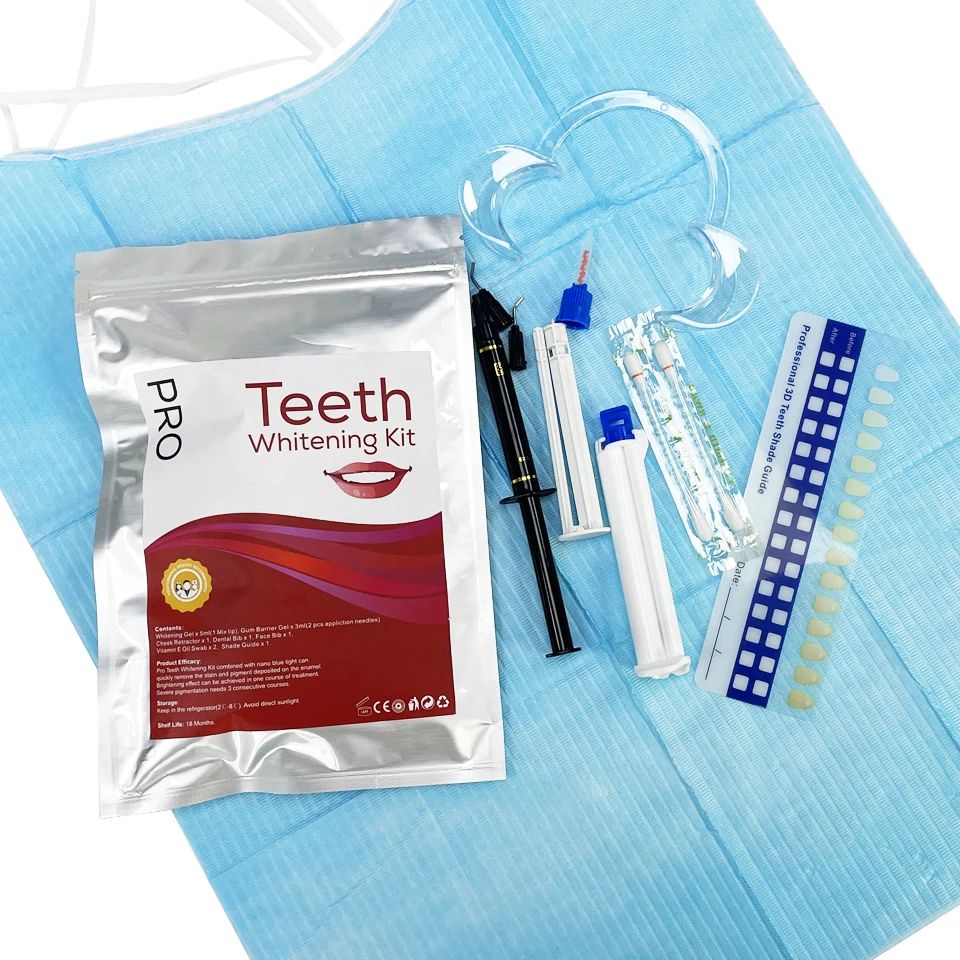 Professional CE Dental Gum Protector Double Tube Teeth Whitening Gel Dental Clinic Teeth Whitening Kit
