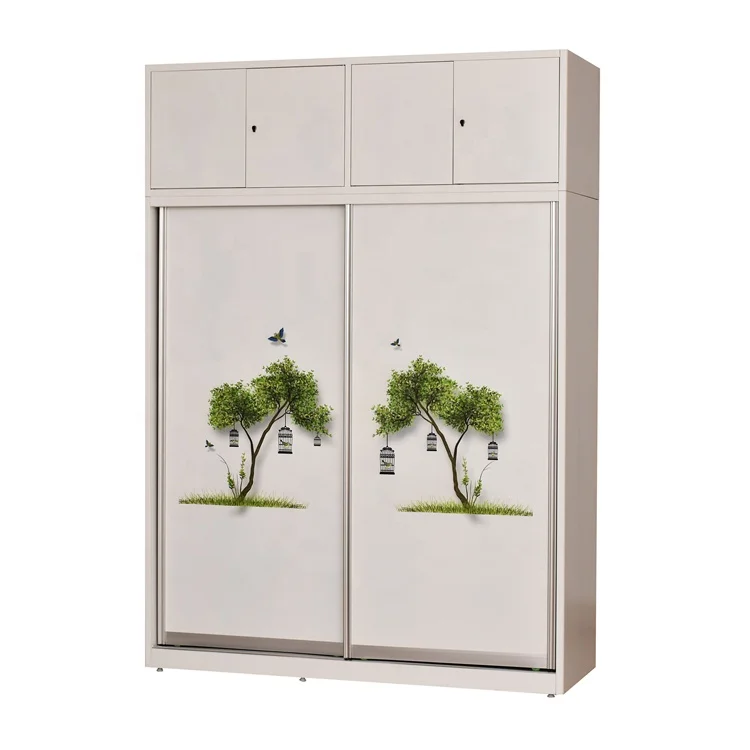 Customized Steel Pattern Transfer Clothes Locker Kids Bedroom Closet Metal Flower Pattern Wardrobe Almirah