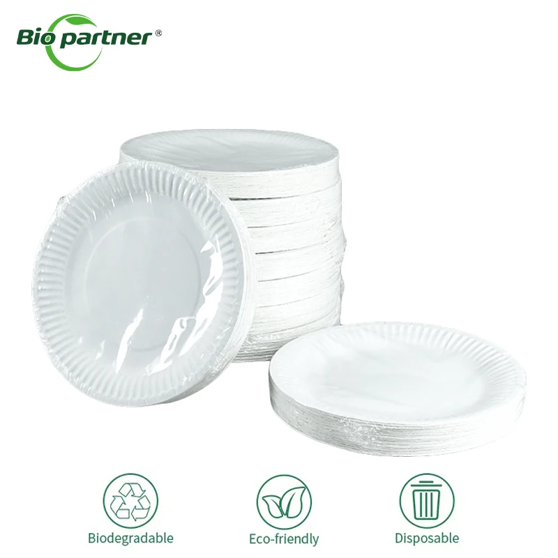 OEM Logo Biodegradable Christmas Party Paper Plates Supermarket Retail Heavy Duty Dinnerware Tableware Disposable