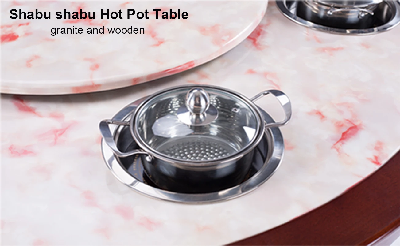 Cenhot round wooden customized hot pot table with induction heating system