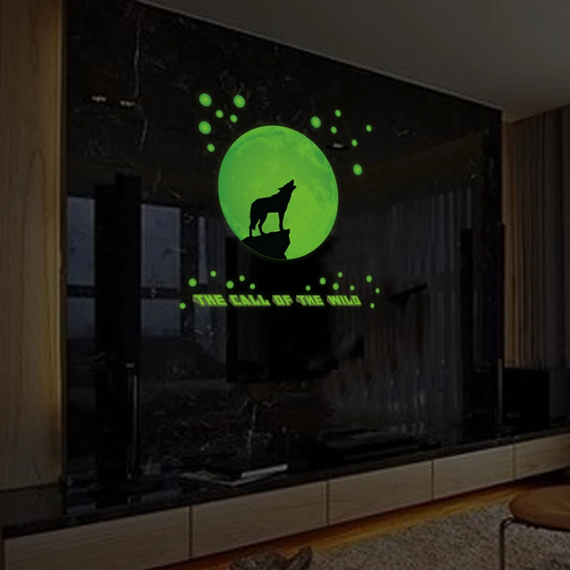 YIYAO Moonlight Wolf Luminous Stickers DIY home art Decor Wall Stickers