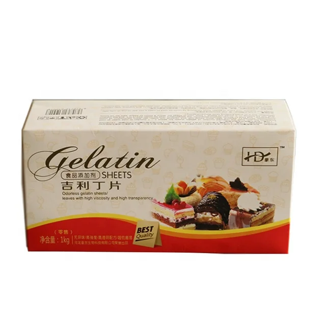 Manufacturer high quality EU  platinum gold  edible Halal Gelatin Sheet leaf gelatin