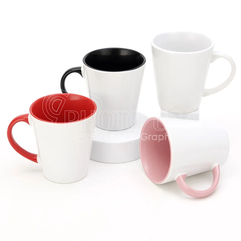 7 унций. Сублимационная заготовка, персонализированная внутри и ручная цветная двухцветная кружка для латте