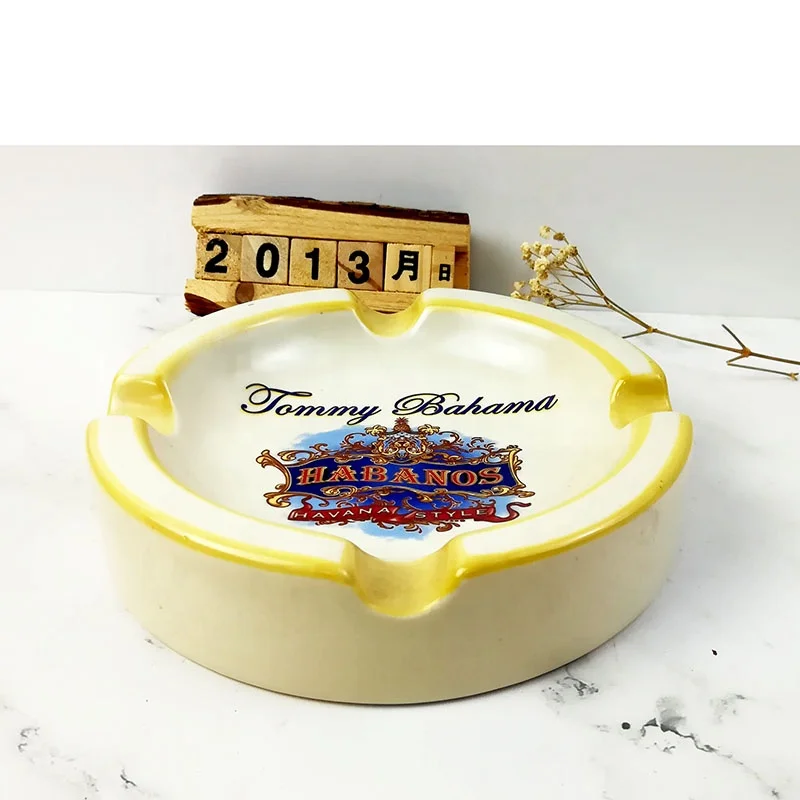 Custom Creative Ceramic Ashtray Dolomite Smoking Ashtray White Cigar Ashtray with Custom Design for Wholesale