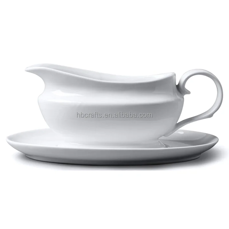 Traditional Porcelain Gravy and Sauce Boat 500ml, White