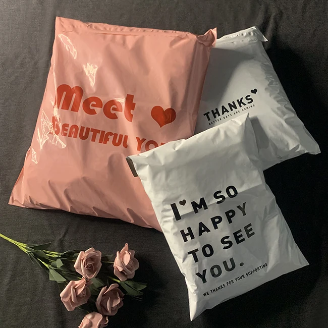 Stock Biodegradable Plastic Mailing Bag Floral Custom Logo Clothes Apparel Bag Plant Based Poly Mailer Wig Mailing Shipping Bags