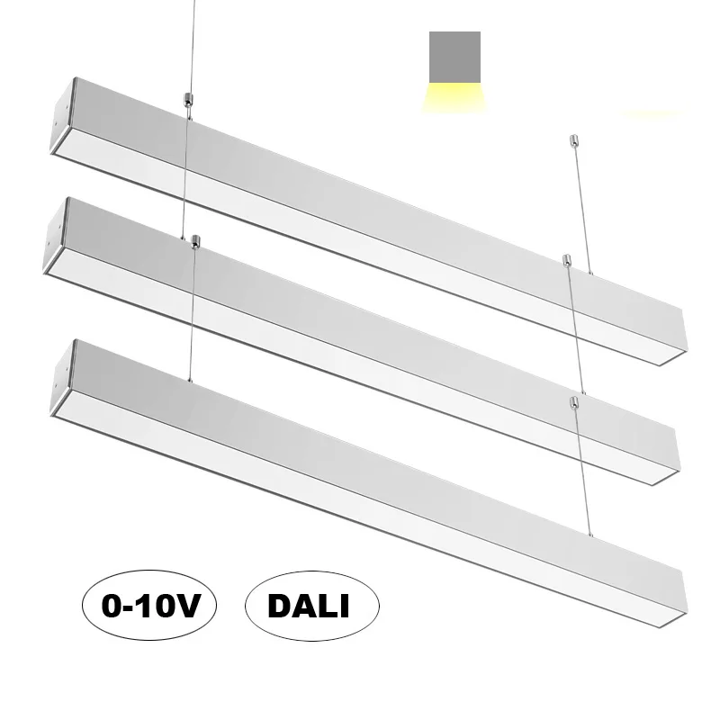 Office Linear Suspension Lighting LED Light Source Ceiling Installation Aluminum PC ABS Material Certified CE ROHS FCC VDE