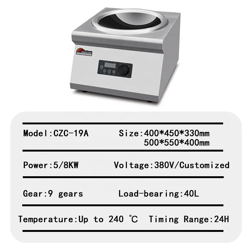 Concave Induction Stove 5000w  Hob Cooktops Stovetop Ceramic Plaque Electric Electromagnetic Commercial Induction Wok Cooker