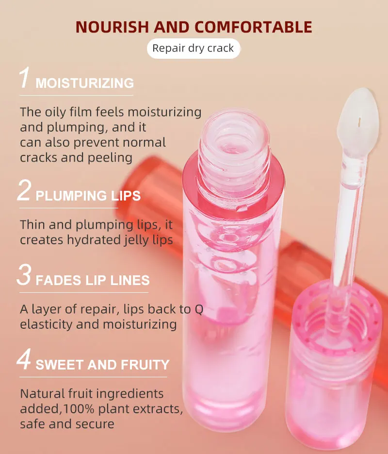 OCHAIN Hydrating Flavoring Custom Logo Vegan Private Label Plumper Gloss Lip Oil