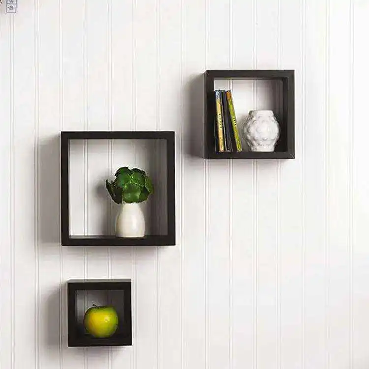 Square Cube Organizer Shelf Floating Cube Wall Mounted Wooden Shelf Wall Mounted Floating Shelves