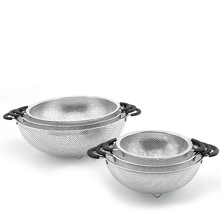 Stainless Steel Micro-Perforated Strainer Vegetable Basket Fruit Colander