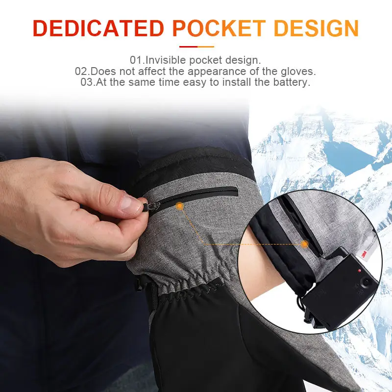 Custom 5000mAh Winter Rechargeable Ski Heated Warm Electrical Glove for outdoor sport cold