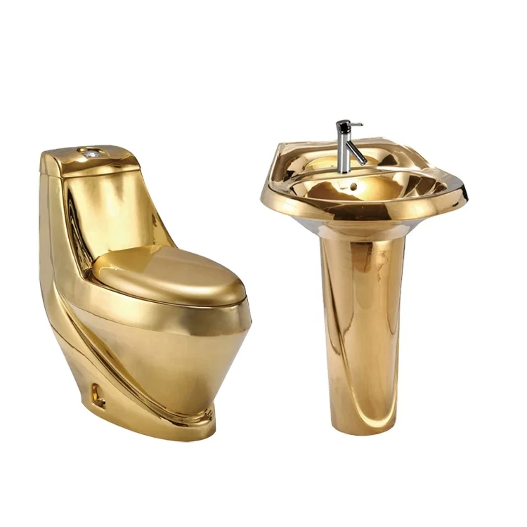 
Toilet Seat KD-09GPA Washdown Flushing Closet Gold Plated Toilet Floor Mounted WC 