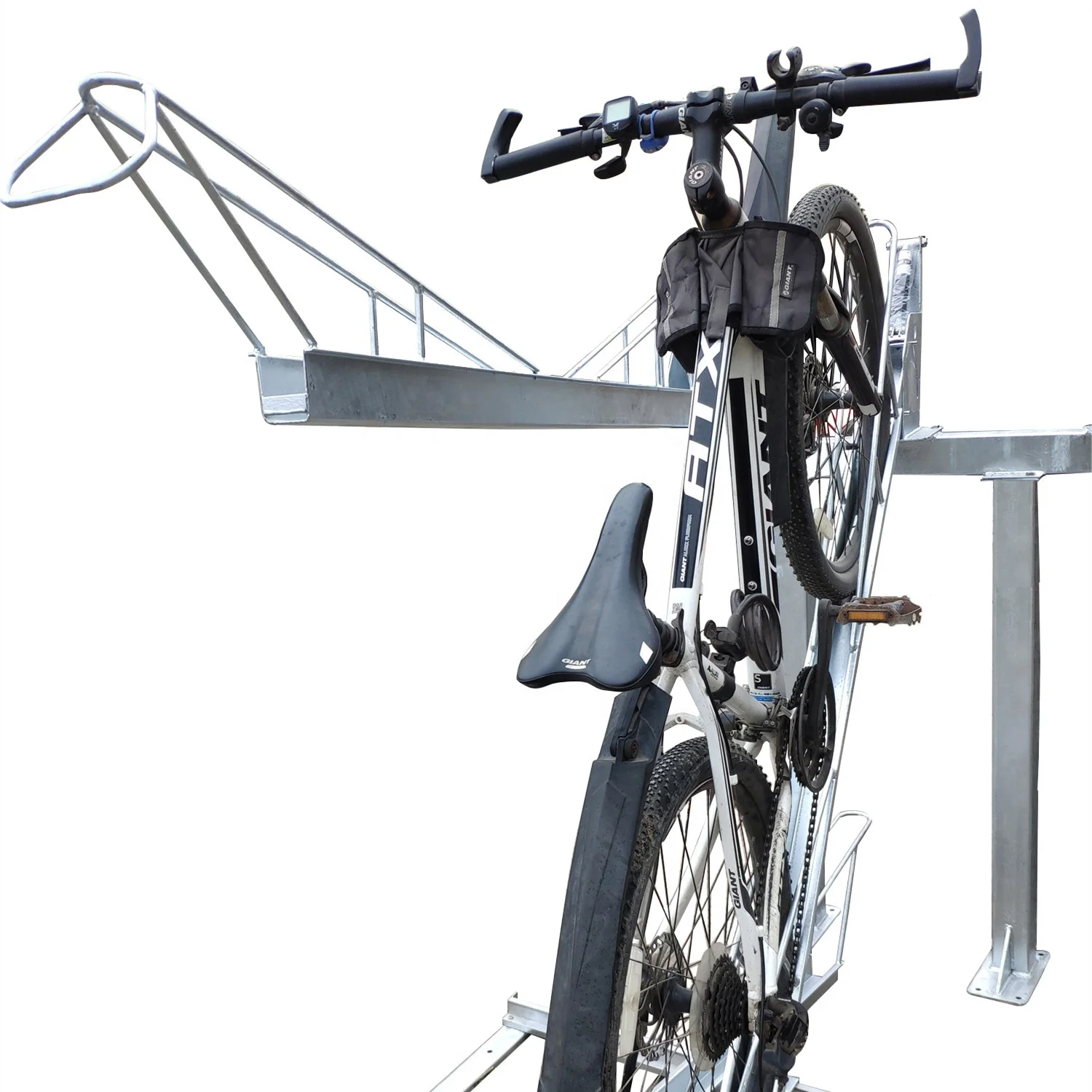 Gas spring hot dip galvanized double decker bike rack two tier bike parking rack durable stack rack