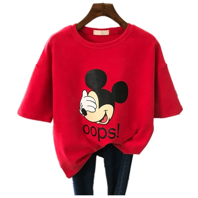 Оптовая продажа, летние футболки, женские модные футболки, женская одежда, черные футболки с графикой для девочек с Микки и Instagram