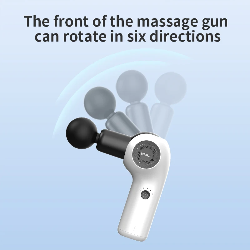 Beoka wholesale electric professional portable impulse body fascia muscle heated massage gun 4 heads muscle quiet massager gun