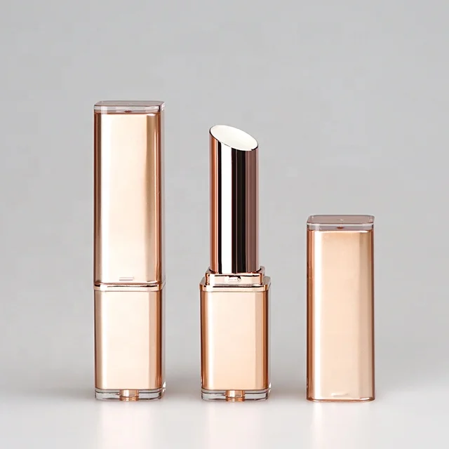 Bottom filling Cosmetics Lipstick Tube Square rose gold Lipstick Packaging Tube color me Lipstick Container