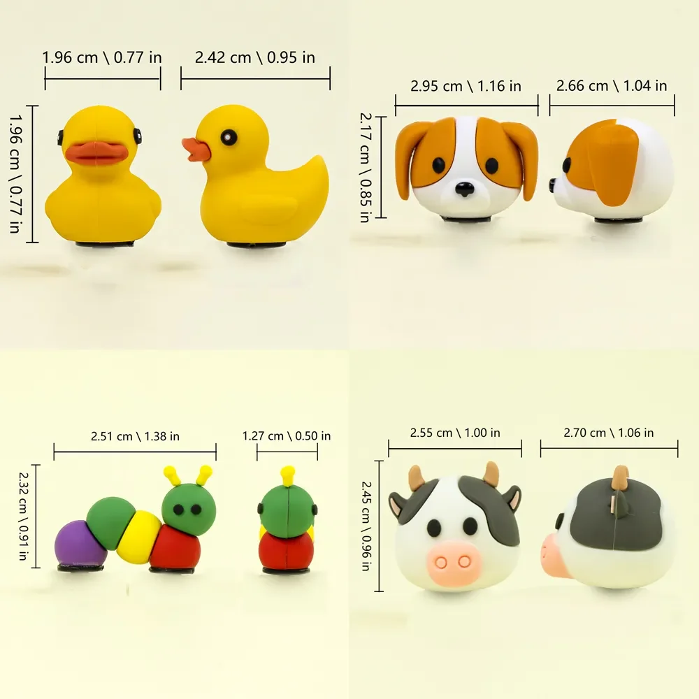 New Arrival New Designer Cute Colorful Anime cow balloon dog yellow duck animal custom pvc 3d cartoon shoe charms wholesale