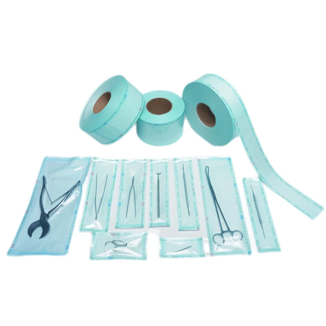 Disposable medical heat sealing sterilization roll with indicator packaging