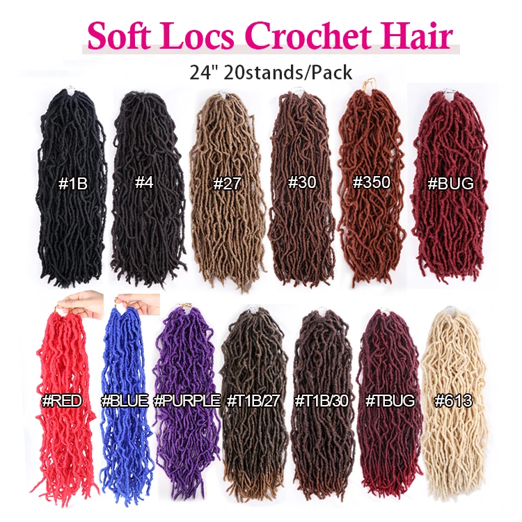 Wholesale 14 18 24 36 Inch Synthetic Soft Natural Locs Crochet Hair 36Inch Faux New Locks Braiding Soft Locs Extensions