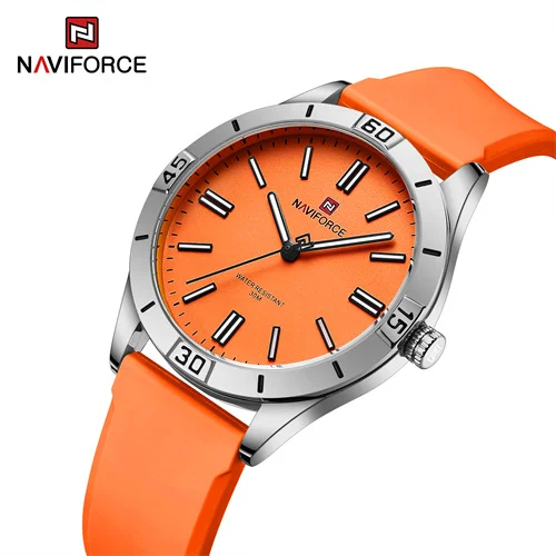 NAVIFORCE 5041 SOO Orange Silicone Date Time Casual Quartz Ladies Wrist Watch Custom Logo Cheap Watches For Women Luminous Hands