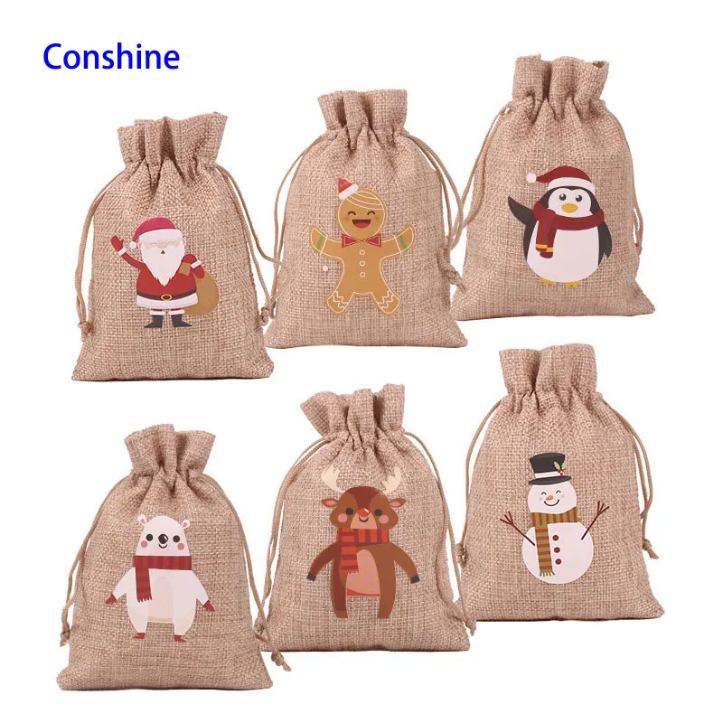Promotion Small Burlap Fabric Gift Wrap Lightweight Gift Bags For Guest Party Weeding Birthday Christmas Santa Sack