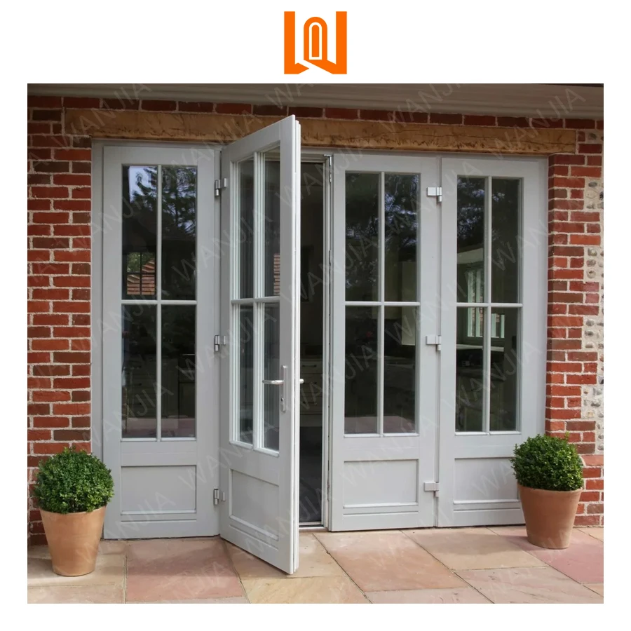 European Courtyard Doors Double Panel Glass French Plastic Entry Vinyl Patio Doors