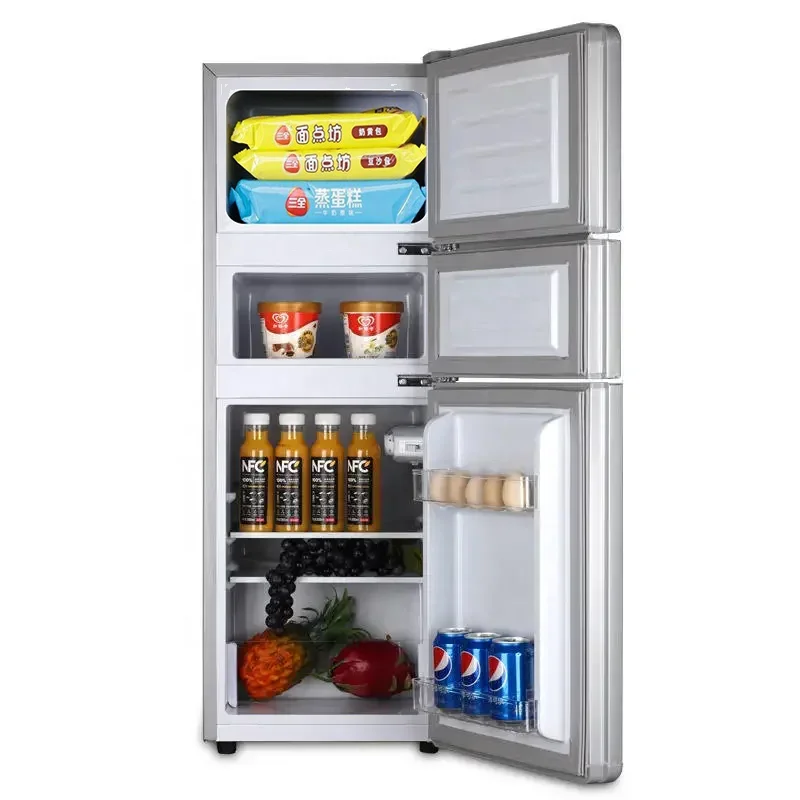 88L Cheap Standing Home Three Doors Mini Fridge