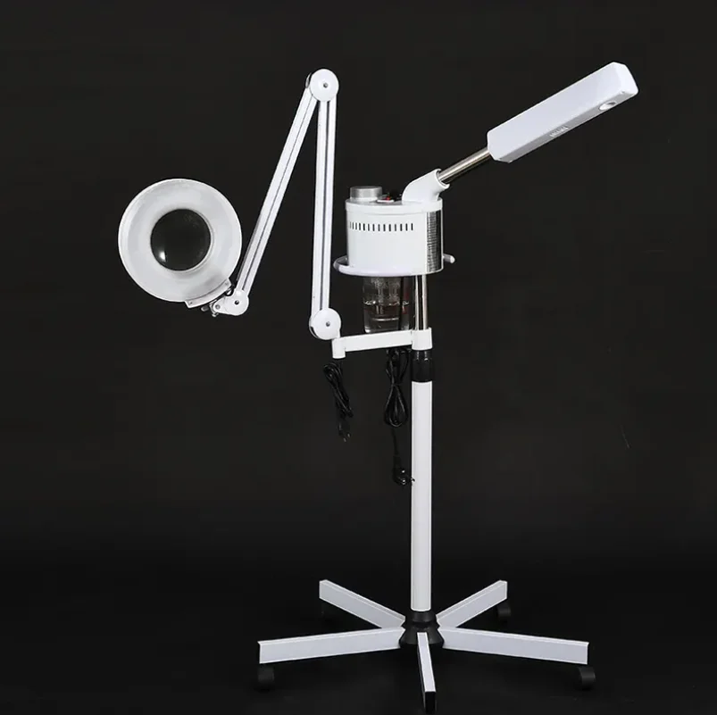 High Quality Adjustable 2 In 1 Portable Facial Steamer Beauty Salon Face Steamer Equipment Led Magnifying Lamp