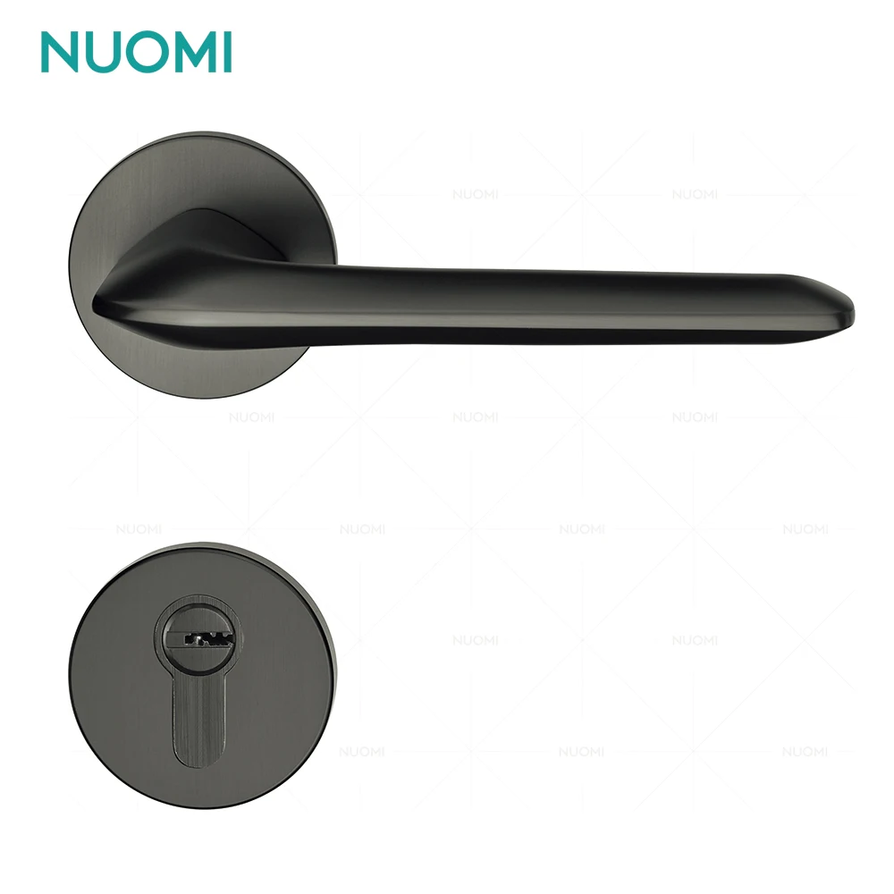 NUOMI Zinc Alloy Bedroom Door Handle Lever Lock Modern Gold Door Lock Knobs Minimalist Internal Door Handles with Lock