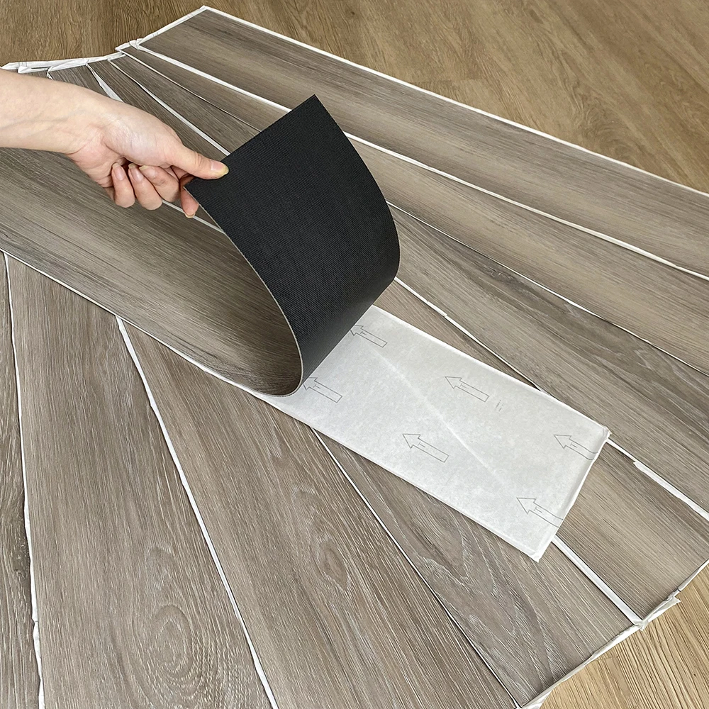 Us hot selling self-adhesive adhesive wood design peel paste PVC floor covering PISO-bonded lvt self-adhesive vinyl flooring