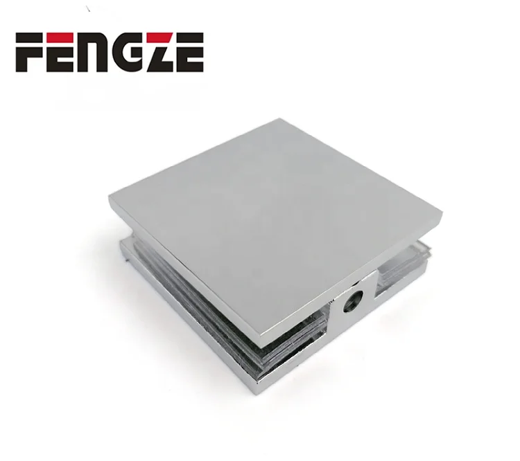 FENGZE Manufacturer Self Corner Glass Clamp Stainless Steel Frameless Glass Shower Clip Square Rimless Glass Clamp