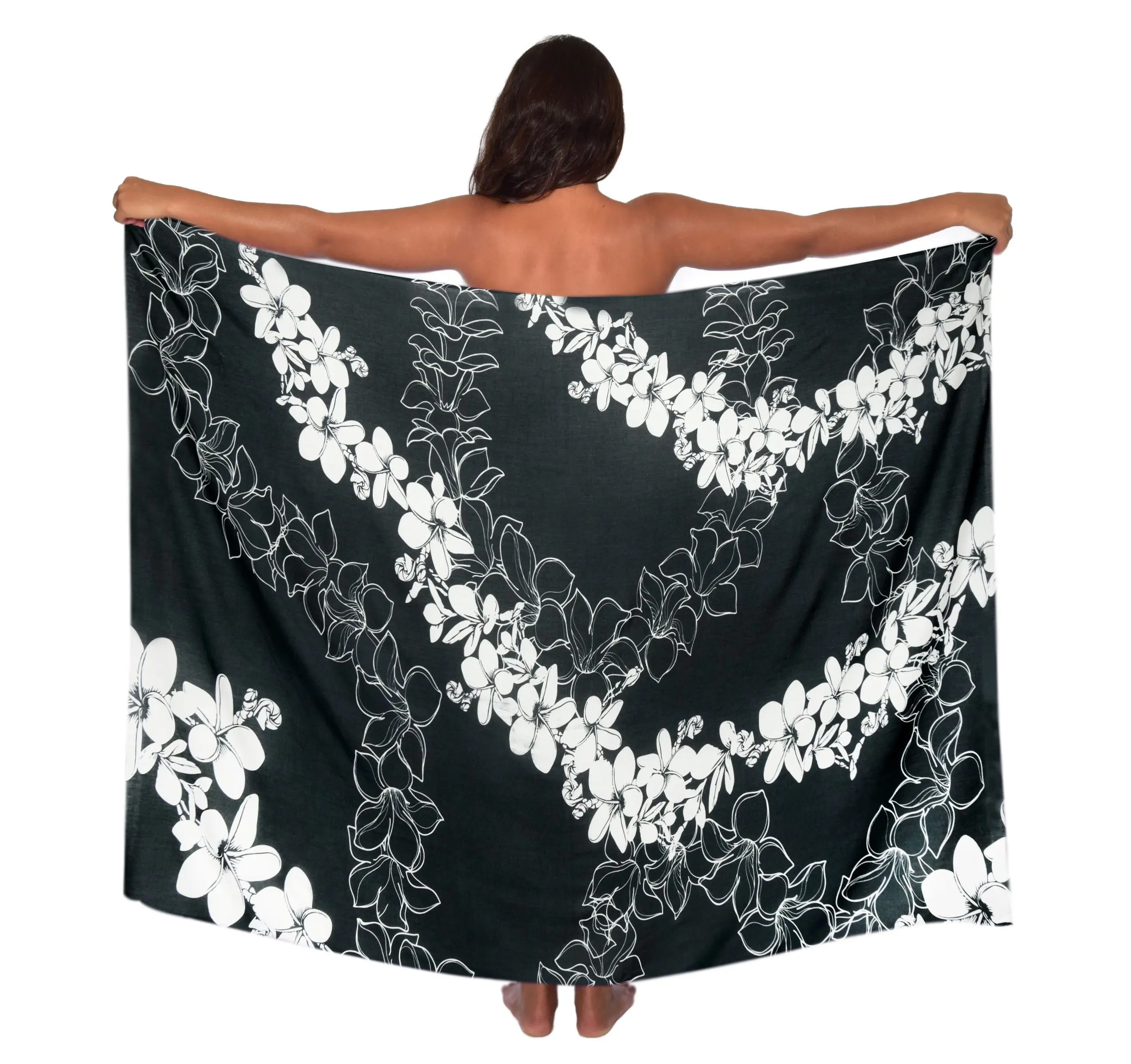 Hawaiian Lavalava Sarong Drop Shipping Puakenikeni Flowers Pattern Beach Wrap Sheer Bikini Wrap Cover Ups For Swimwear Plus Size
