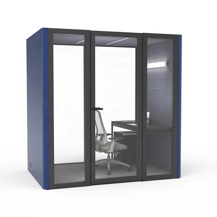 Moveable Small Cabin Indoor Office Pods 4 Seat 6 Person Meeting Booth Shared Smart Acoustic Office Pod With Seating