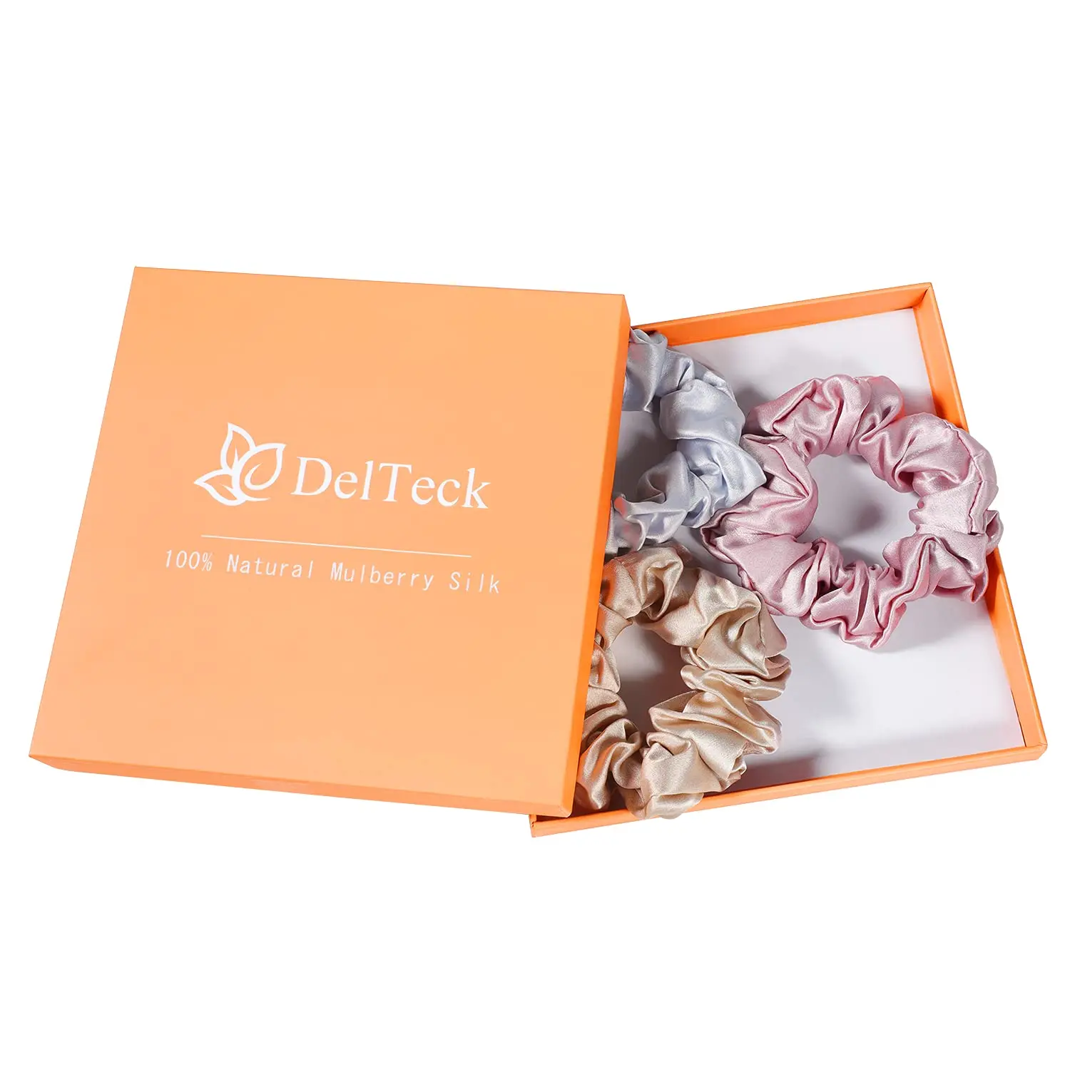 Custom Logo and Package Elastic Hair Bands For Ponytail Holder 100% Silk Scrunchy Hair Set with Packages Box