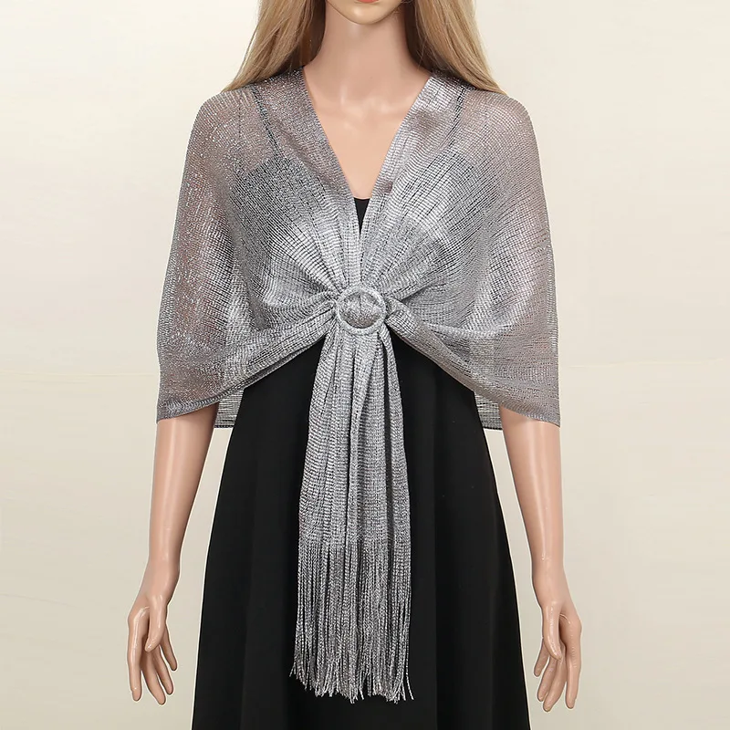 Explosions Gold Silver Silk Shawl Polyester Flat Towel Scarf for Bride Bridesmaid Prom Party Wedding Evening Dress